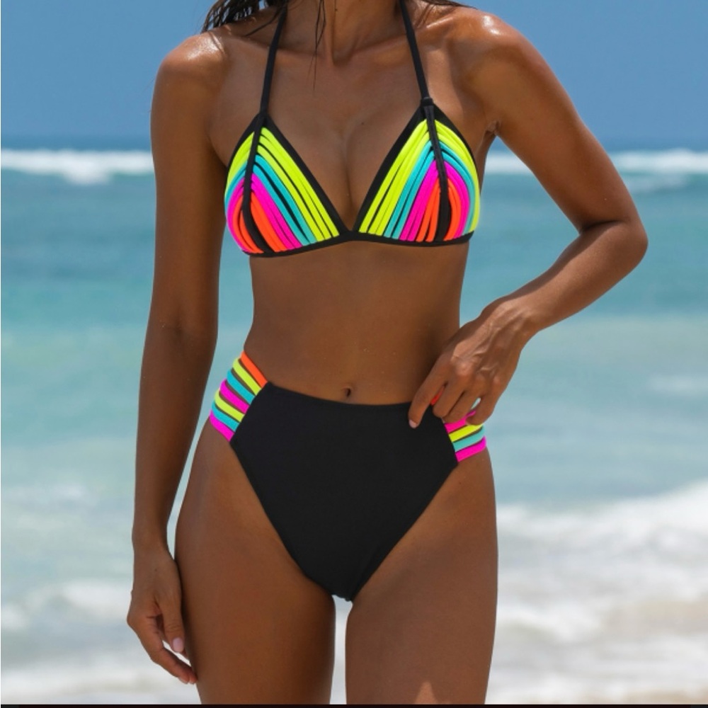 Popvil Rainbow Bandage Design Bikini Set